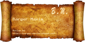Barger Maxim névjegykártya
